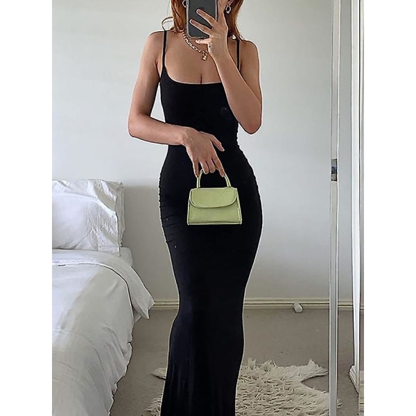 Kvinnors avslappnade loungeklänning med långt släp, sexig ärmlös rygglös bodycon maxiklänning 2023 sommar slim elegant Wine XL