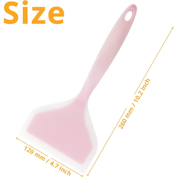 Silikonspatel pannkaksspade omelettspatel vändare för ägg fisk pannkaka pizza och biff bred mjuk pizzaspade non-stick värmebeständig kök Clear Pink Large