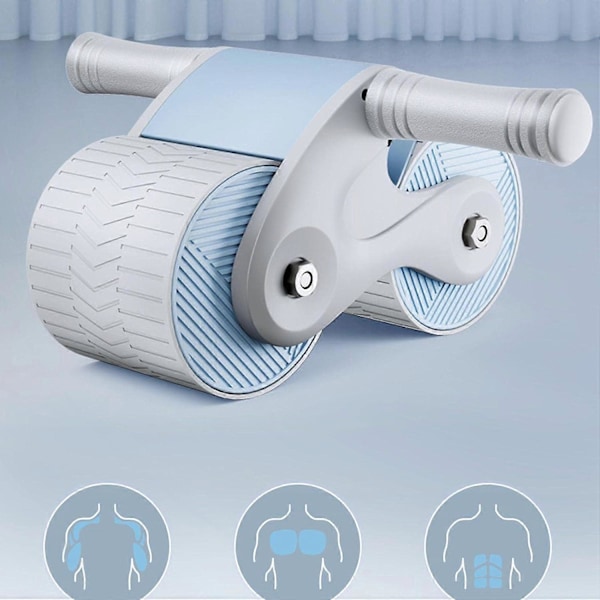 Ab Roller Træningsudstyr Automatisk Tilbagespring Abdominal Hjul AB Roller Core Træningsudstyr ABs Roller Hjul Gym Tilbehør Træning Hjemme Grey