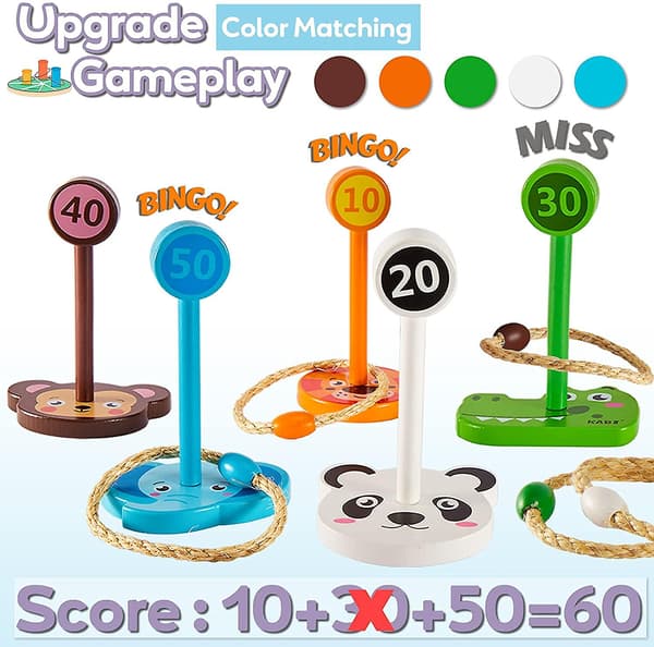 Träleksaker Utomhus & Inomhus Barn Ring Toss Spel Barn Set - Trädgård Ring