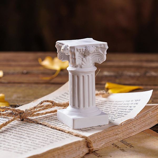 5 stk. Hvite Romerske Statuer Greske Søyler Lysestaker Mini Resin Romersk Søyle Statue Resin Lysestaker Bryllup Hjem Borddekorasjon