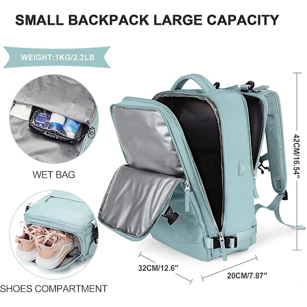 Stor Reseryggsäck Kvinnor, Carry On Ryggsäck Herr, vandringsryggsäck Vattentät Utomhussportryggsäck Casual Daypack Skolväska Fit 14 Inch Laptop C