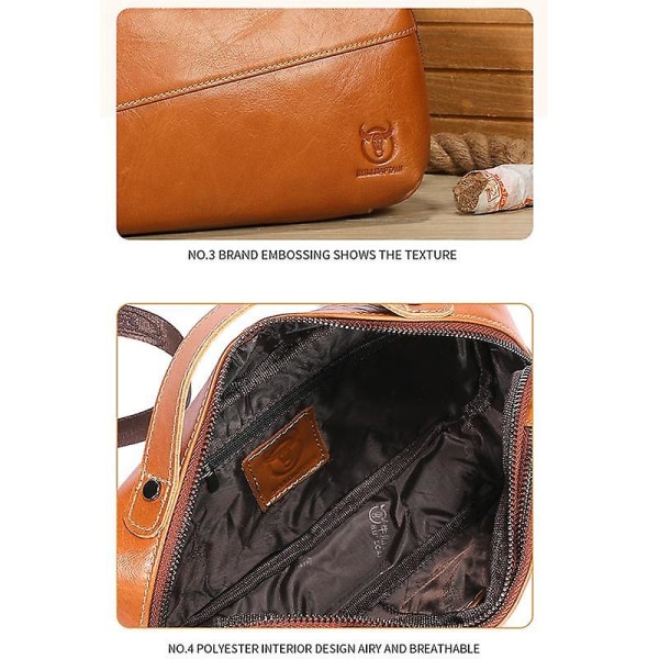 Retro midjeväska i toppskiktsläder, bröstväska, crossbodyväska för resor, vandring, affärsresa Orange