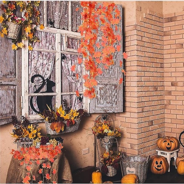 84 fot falsk bladkrans blader dekorasjon kunstig grønn eføyranke 12 Pcs  Autumn Fall Leaves