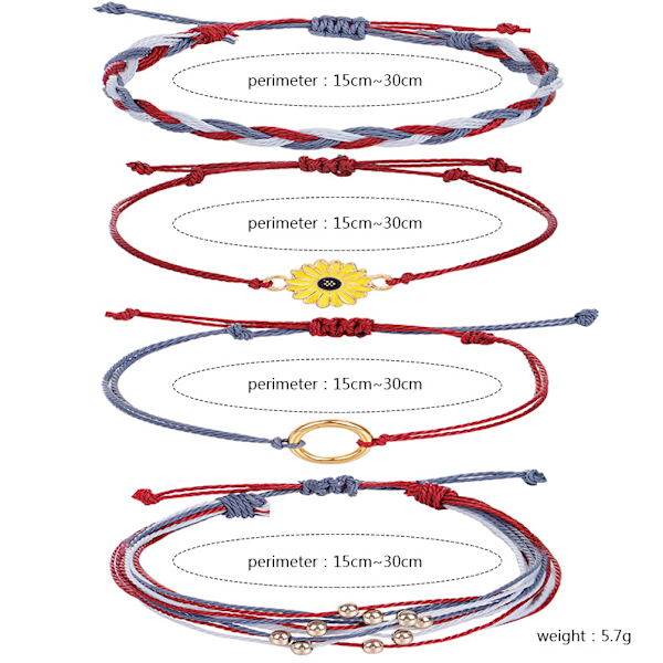 24 stycken surfvågsarmband, havsvågsarmband, justerbara, vattentäta, handgjorda vänskapsarmband, sommar-solrosarmband, fotkedjor, smycken för kvinnor och tonåringar
