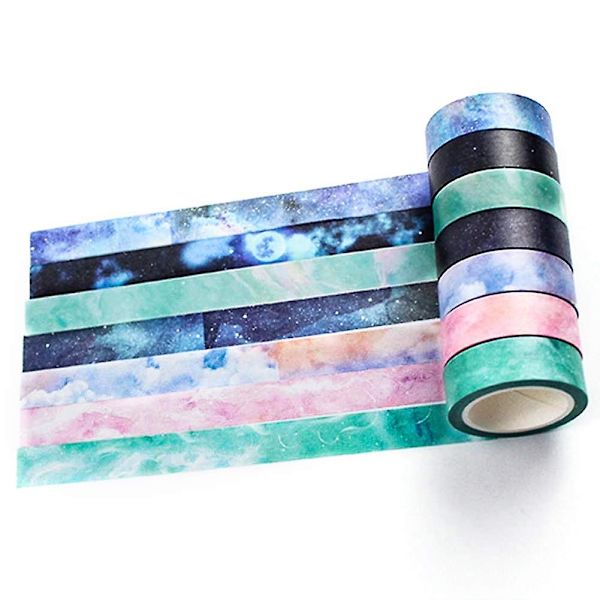 Galaxy Washi -teippisetti, tähtikuvioitu, erikoispitkät koristeteipit askarteluun, tee-se-itse-projekteihin, päiväkirjoihin, suunnittelijoihin, leikekirjoihin, paketointiin (galaksi, 7 rullaa)