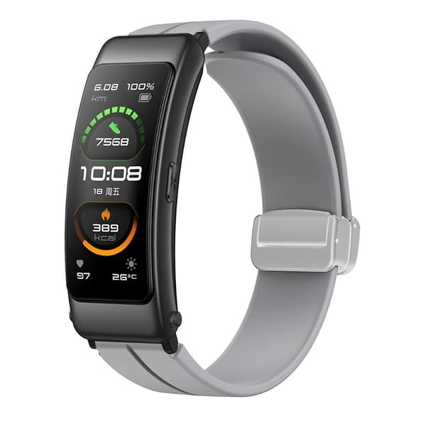 För Keep B4/Huawei Watch Fit Mini klockarmband 16 mm silikon handledsrem, silver vikspänne Light Grey