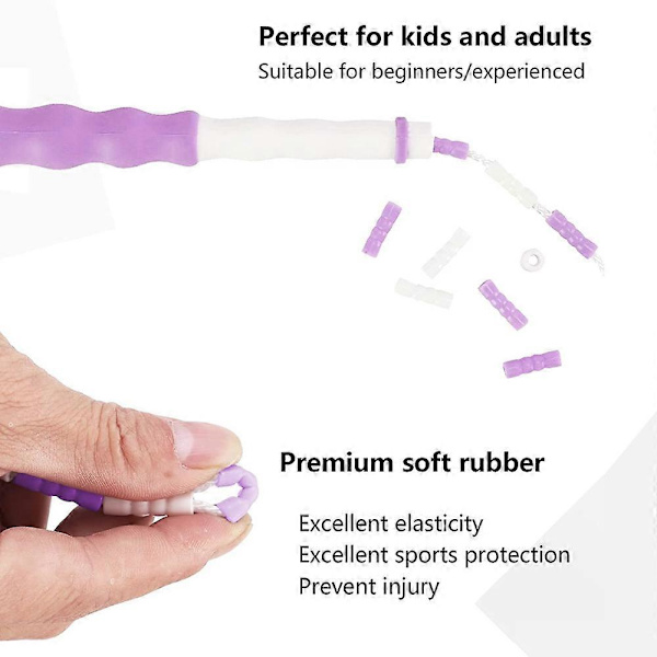 Pärlhopprep för barn - Segmenterat hopprep för barn - Hållbara, splitterfria pärlor för utomhusbruk purple
