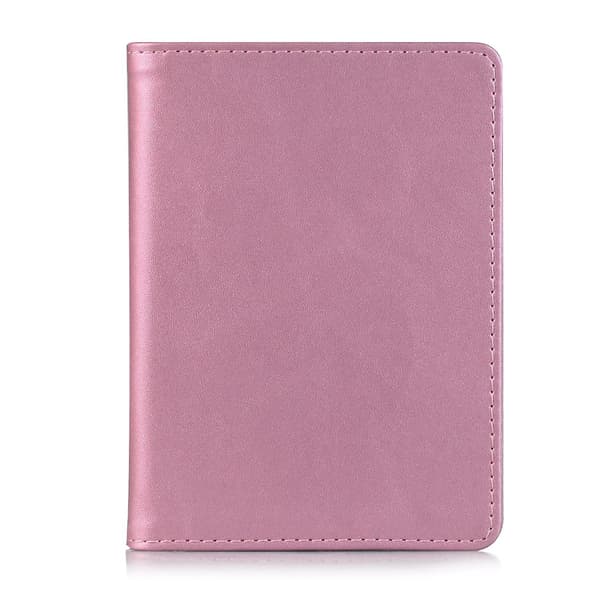 Multifunksjonell PU-Lær Lommebok Bi-fold Deksel Passholder Pink