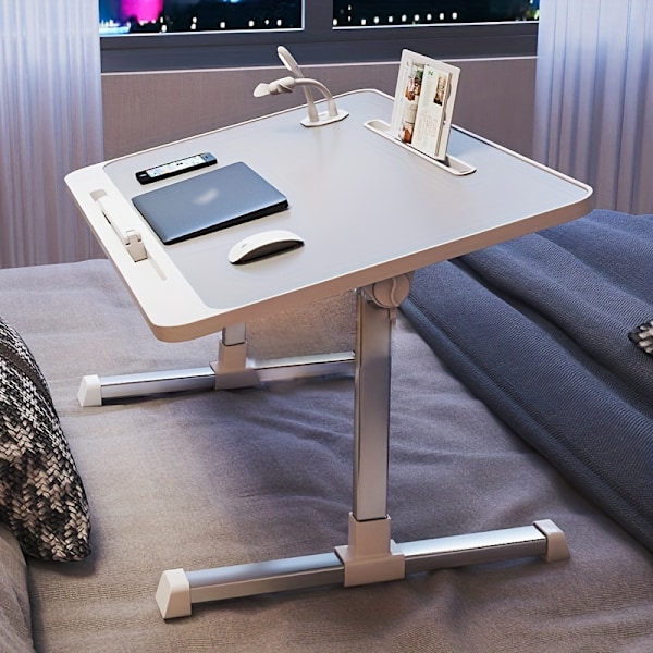 Sängbrickbord för Laptop, Justerbart Sängbord med Låda, Bärbart Stående Bord med Vikbara Ben, Tablet-Bord för Soffa, Soffbord, Golv