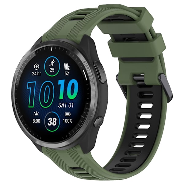 22mm Tvåfärgad Rem i Twill-väv i Silikon till Garmin Forerunner 965/955/945/935/745 Army Green Black