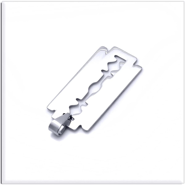 Hip Hop Titanium Stål Blad Modell Dog Tag Anheng Barberblad Halskjede, 24\" Kjede