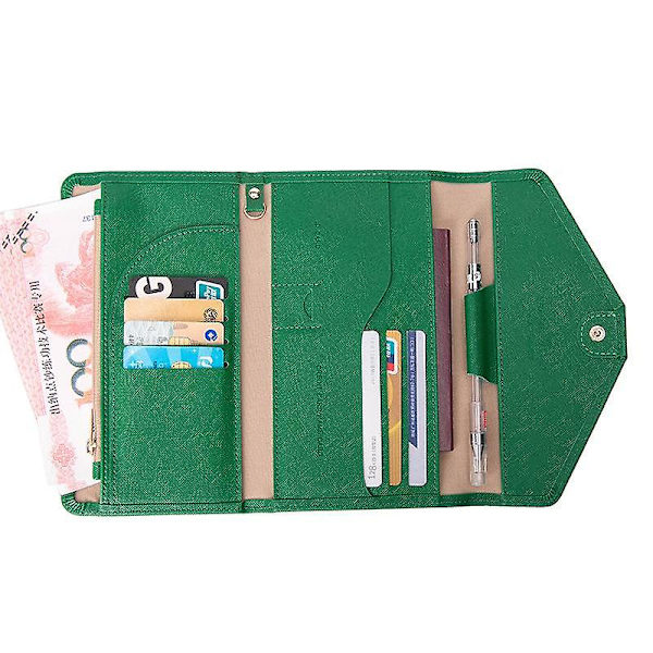 RFID-blockerande korthållare plånbok PU-läder Tri-Fold resepassväska dokumentorganisatör Dark Green