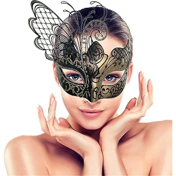 Venedig Butterfly Masquerade Mask Kvinna/halloween/karneval/fest/bal/bröllop Gold