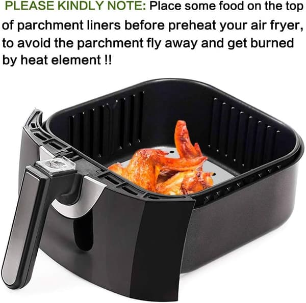 Air Fryer-Foder, Set om 200, 7,5 tum Kvadratiska Air Fryer-Foder/Bambusteamspapper/Bakplåtspapper