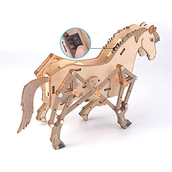 3D mekanisk häst DIY 3D träpussel leksak montering häst för inomhusbruk