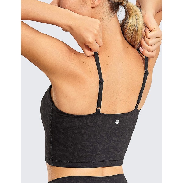 Lang Yoga-BH til Kvinder med Justerbare Stropper, Trådløs Polstret Sports-BH Black L