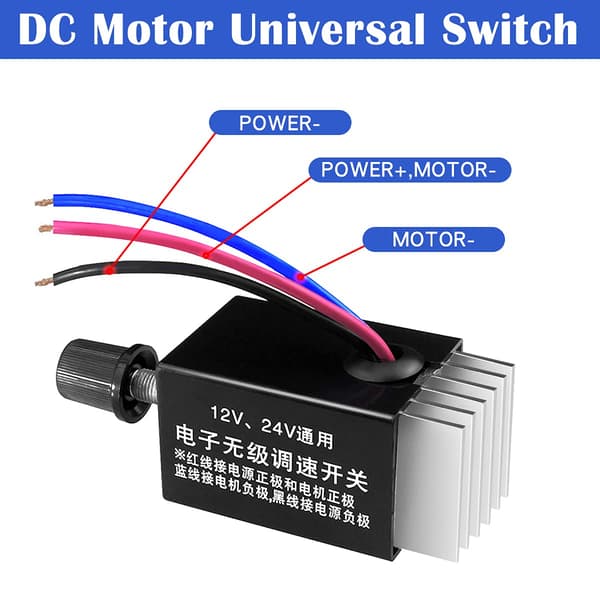 12V/24V DC Motor Hastighetskontroller Universal, Knottskrue Elektronisk Trinnløs Hastighetsregulator Bryter, Justerbar Motorhastighet, Bil