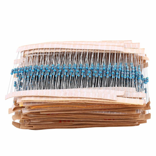 1280 st 1/4W Resistor Kit 64 Värden ohm Metallfilm Resistorer Sortiment Komponenter Set 1-10M