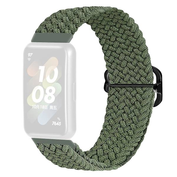 Flätat klockarmband för Huawei Band 7, ersättningsarmband med justerbart spänne Green