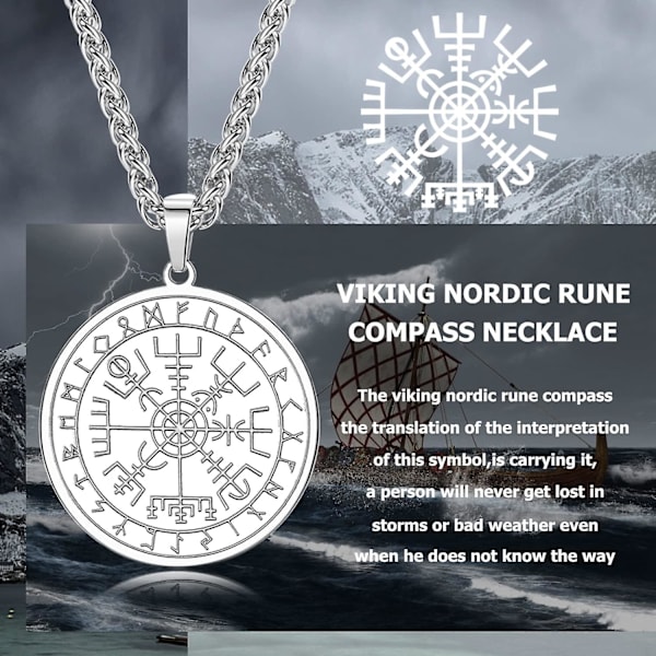 2 Herre Acsergery Kæde Sølv/sort Viking Kæde Amulet Rustfrit Stål Viking