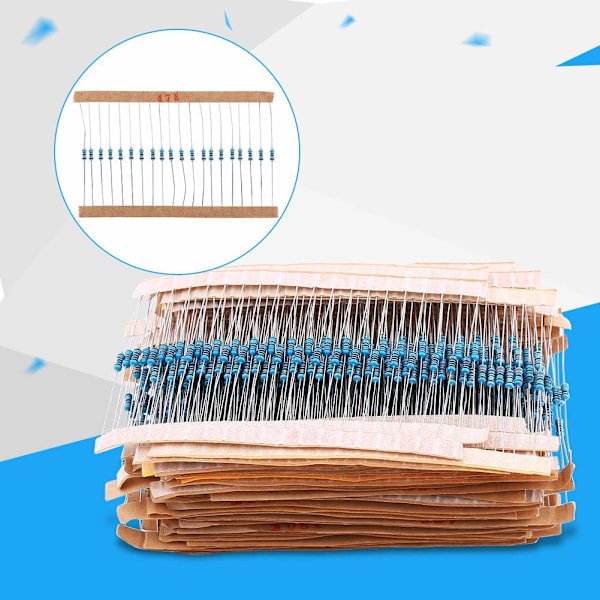 1280 st 1/4W Resistor Kit 64 Värden ohm Metallfilm Resistorer Sortiment Komponenter Set 1-10M