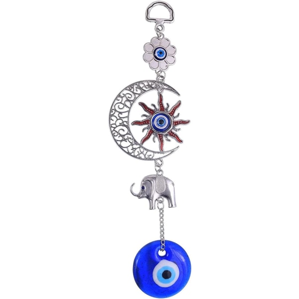 Blue Evil Eye Sun Moon Amulet, Evil Eye-hänge-dekoration, handgjord turkisk evil Eye-prydnad, Lucky Blue Evil Eye-hängande prydnad