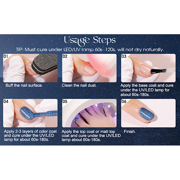 UV-gellack Pastel 6 x 7 ml Shellac Semipermanent Nagelfärg Set, Hemma-Style Nagelstudio Design Nagelsmyckesset