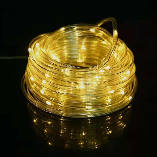Solar Lyskæde, 10m 100 LED Rør Lys Til Have, Gård, Sti, Hegn, Trappe, Baghave Warm White
