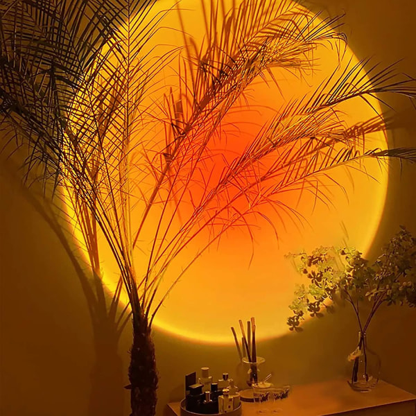 Solnedgångsprojektionslampa, 180 graders rotation Regnbågsprojektionslampa Led-ljus, nattljus för solnedgången Projektor för fest i sovrummet (solnedgångsröd)