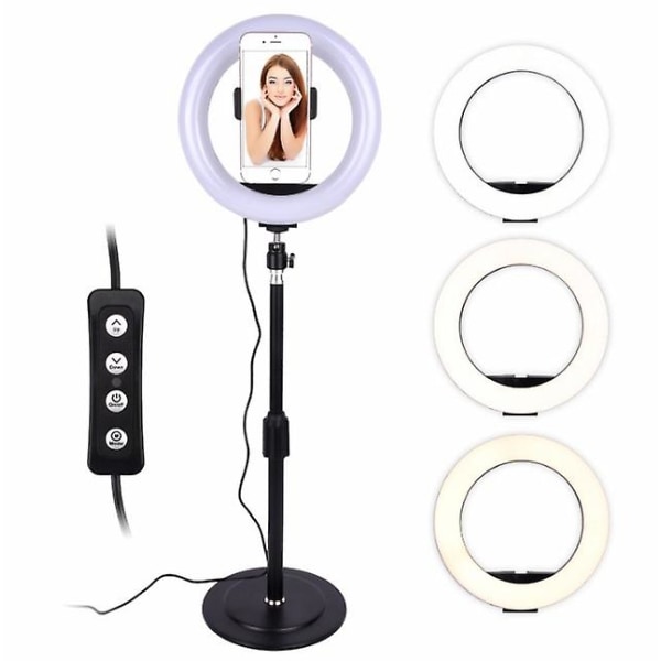 Selfie Flash Ring Light Mobiltelefonhållare LED-kameramontering Lång arm USB-stativ