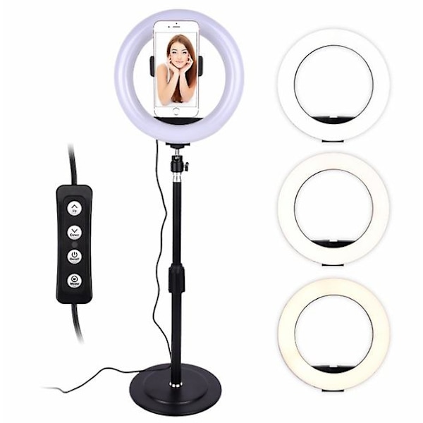 Selfie Flash Ring Light Mobiltelefonholder LED Kameramontering Lang Arm USB-stativ