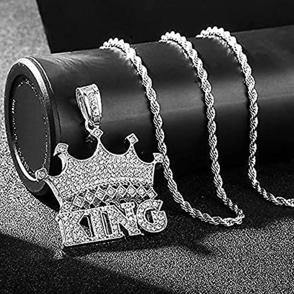 King Letter Tiara Halsband för manliga kvinnor glänsande cubic zirconia glänsande monogram