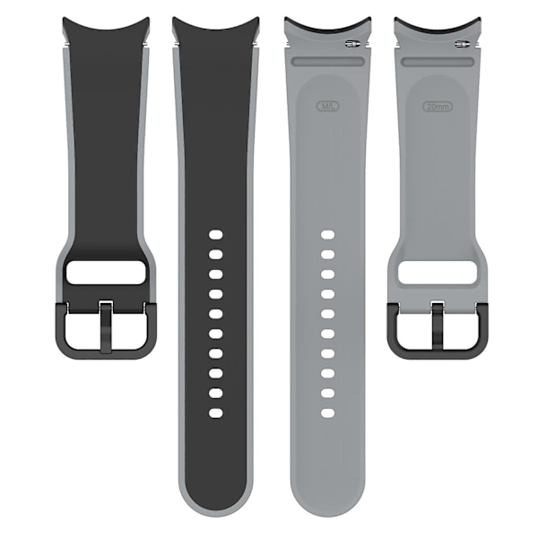 Andningsbar mjuk silikonklockarmband för Samsung Galaxy Watch6 40/44mm/ Watch 4/5 40/44mm /5 Pro 45mm Black  Grey