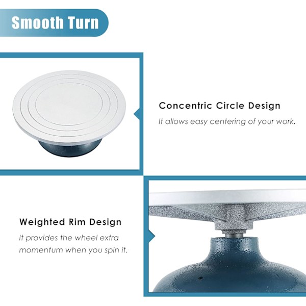 10” Diameter Sculpteringshjul - Robust All-Metallkonstruktion & Snurrplatta med Kullager