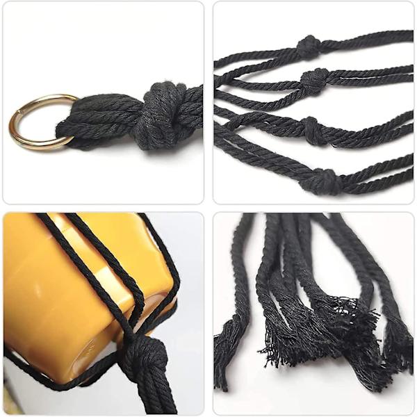 6-pack Macrame blomkrukeupphängare inomhus bomull hängande planter svart