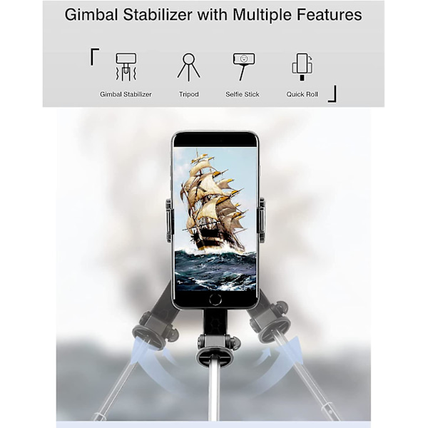 Selfie Stick Stabilisator Gimbal til Smartphone & med Udtrækkelig Funktion og Tripod