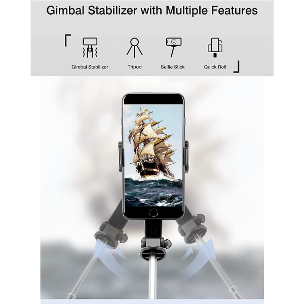 Selfie Stick Stabilizer Gimbal för smartphone & med utdragbar och stativ