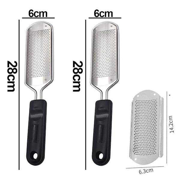 2 Fotrasper i metall (fotfil) + 1 gratis erstatningsblad 2 black handle file * 1 file large hole