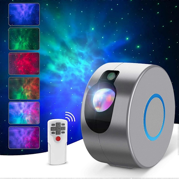 Galaxyprojektor Stjärnprojektor med LED-nebulamoln 2-i-1 Himmelljusprojektor med fjärrkontroll 360-graders rotation för barn vuxna sovrum Gray