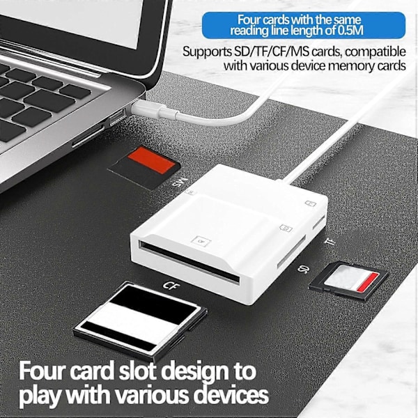 Kamerakortläsare | USB C-kortläsare | Typ C-kortläsare | 4-i-1 Typ C till