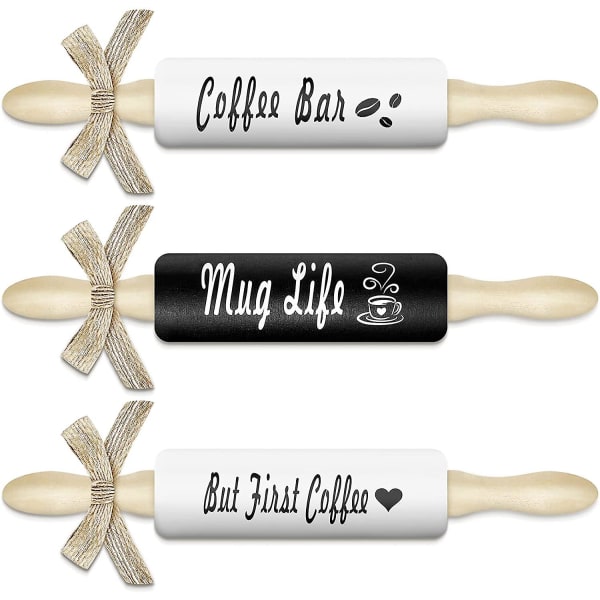 3 stk. Kaffe Mini Kjevler i Tre Kaffebar Trappehylle Dekor Gårdshus Kaffestasjon Inspirert Dekorasjon For Kjøkkenhyller Skap
