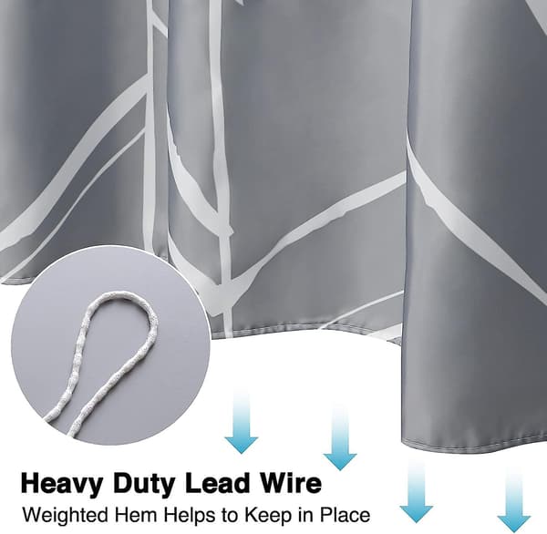Duschdraperier, badrum duschdraperi med 12 krokar, vattentät polyester Grey Branch