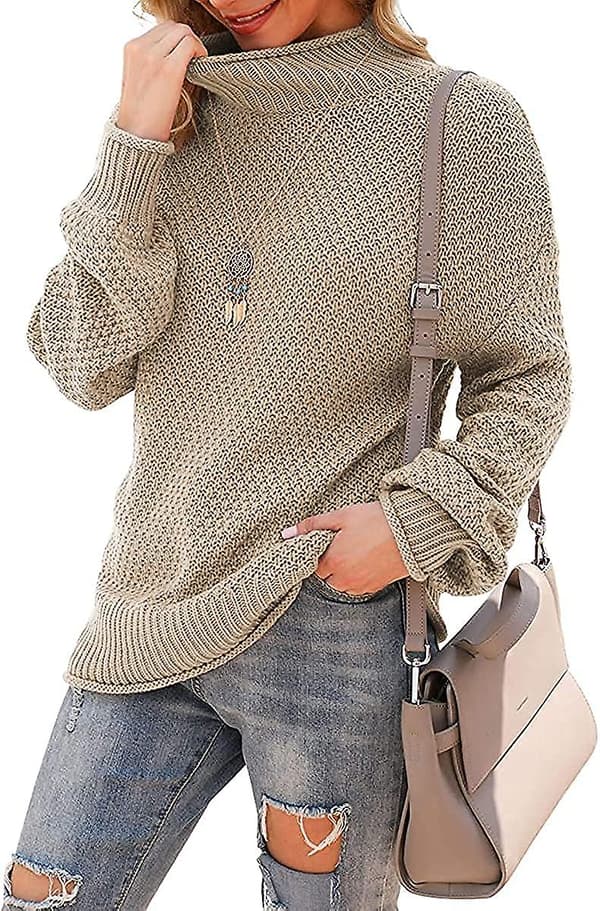 Dame Turtleneck Løs Sweater Casual Tyk Langærmet Toppe Pullover Oversized Chunky