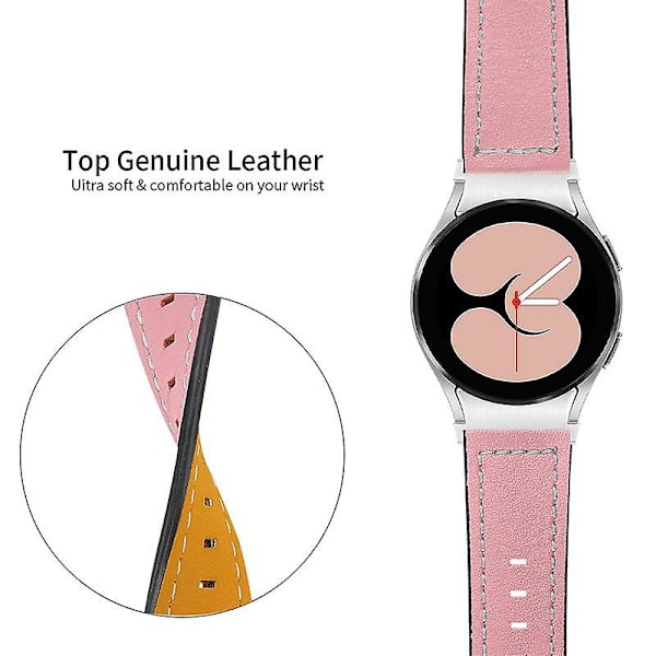 Justerbar udskiftningsurrem i læder til Samsung Galaxy Watch4 Classic 42/46mm/ Active 40/44mm Pink
