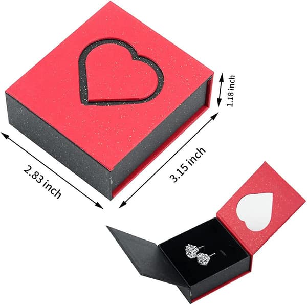 Fyrkantig Smyckeskrin Halsband Armband Box -acsergery Röd Hjärta Presentask Bröllop -acsergery Presentaskar Present