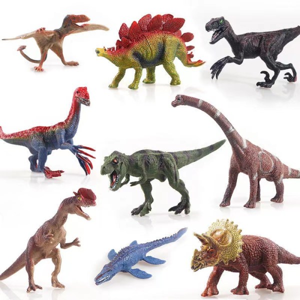 Realistiskt utseende dinosaurier Paket med 9 stora diverse dinosauriefigurer i plast