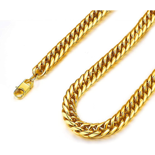 Cubansk Ledkæde til Mænd i Rustfrit Stål Hip Hop Smykker 3,5/5/6/9mm Bredde 18 tommer-36 tommer Curb Cubansk Halskæde Gold
