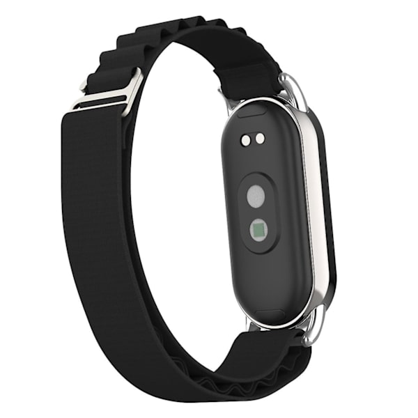 Udskiftningsurrem til Xiaomi Smart Band 8 Nylon Armbåndsrem med Sølvstik Black
