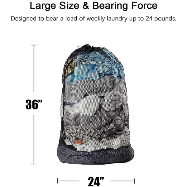 Vaskeposer i netting med snøring, 24\" X 36\" ekstra store vaskeposer med stropper